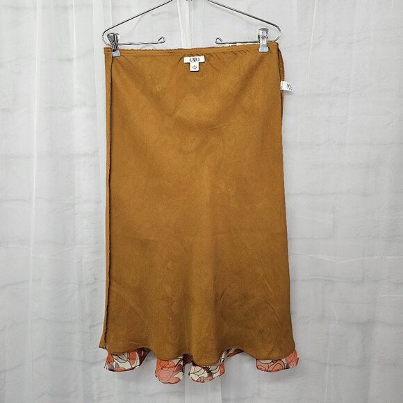 Cato Rust Taupe Floral Boho Midi Skirt Festival Fairy S - Picture 7 of 11